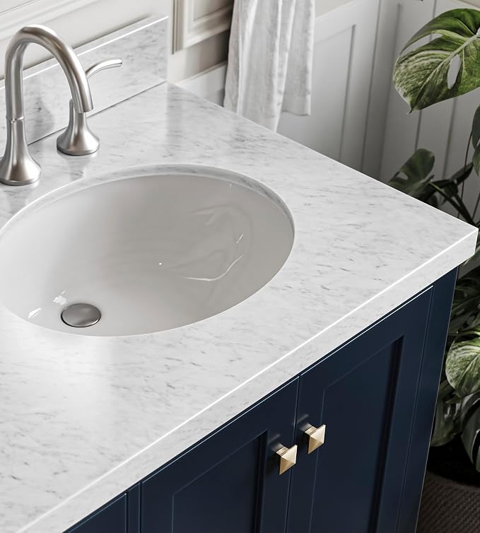 ARIEL Cambridge 61 Inch Midnight Blue Bathroom Vanity Double Sink, Solid Wood - Image 7