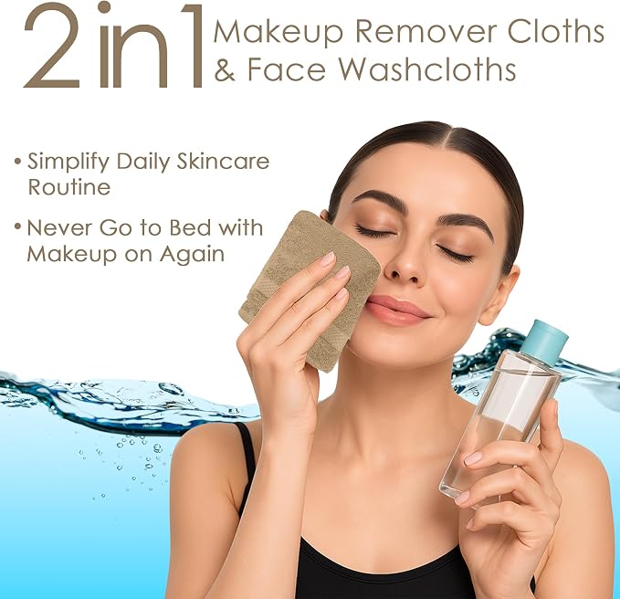 DAN RIVER 12-Pack Premium 100% Cotton TAN Face Towels – Reusable Face Towel Set - Image 5