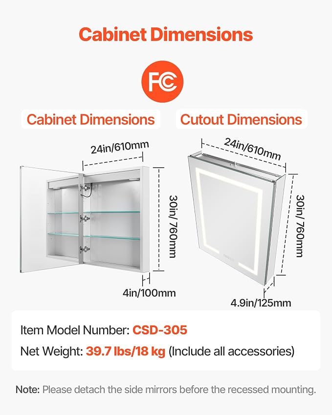 VEVOR Lighted Medicine Cabinet - Image 2
