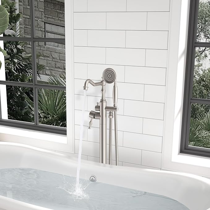 Hoimpro Free Standing Tub Faucet Freestanding Tub Filler Stand Alone Bath Tub - Image 3
