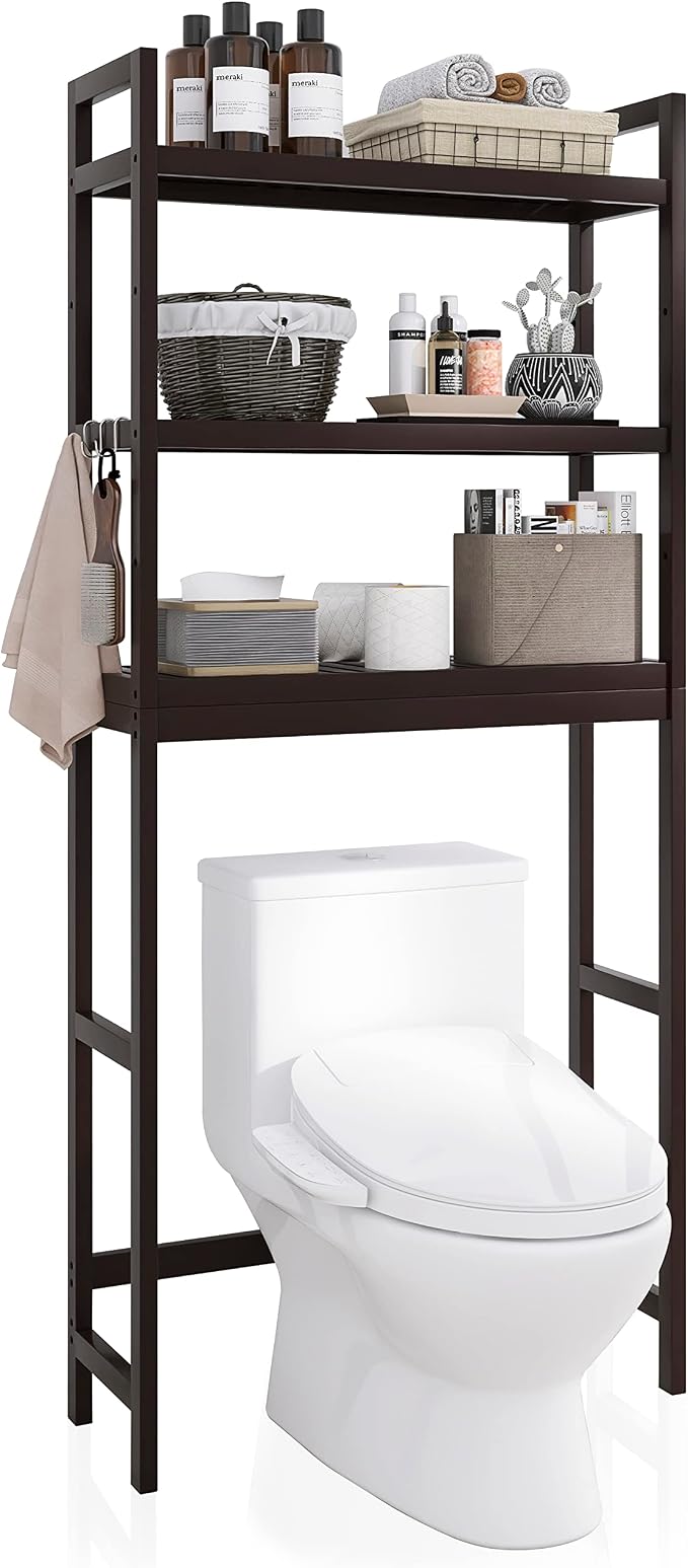SMIBUY Bathroom Storage Shelf, Bamboo Over-The-Toilet Organizer Rack, by SMIBUY