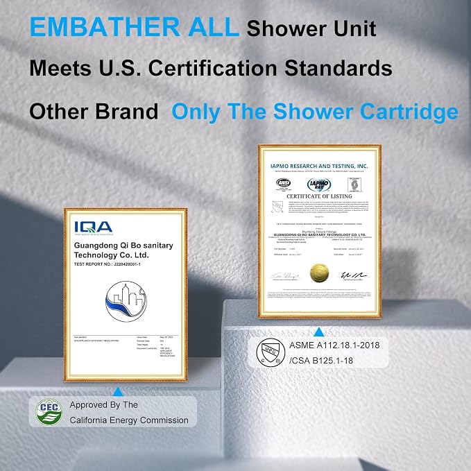 Black Shower System Sets Faucet: EMBATHER 10 Inch Overhead Rainhead Shower - Image 7