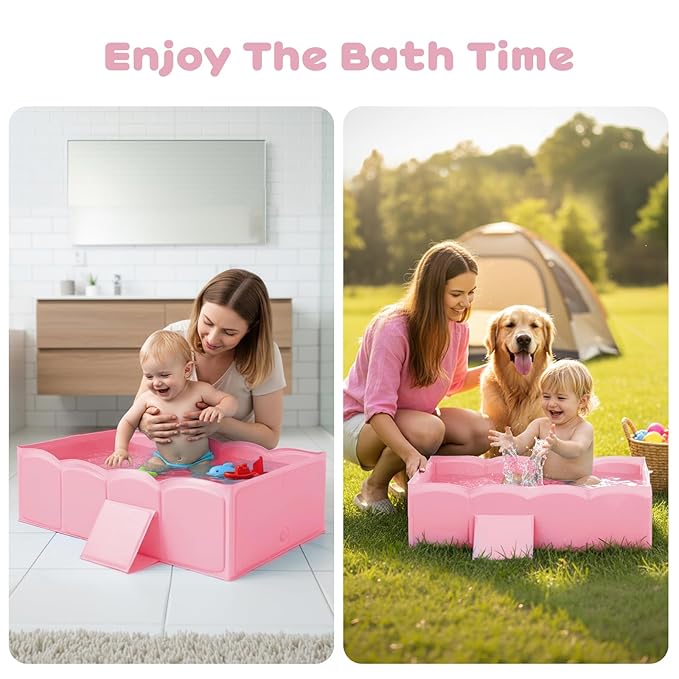 Collapsible Baby Bathtub for Shower, Reinforced Structure Infant Foldable Bath - Image 7