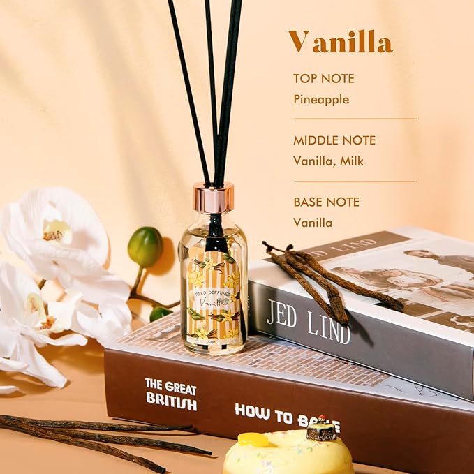 Reed Diffuser Set of 3 Pack, Linen Vanilla Citrus Scented Oil Diffuser - Image 3