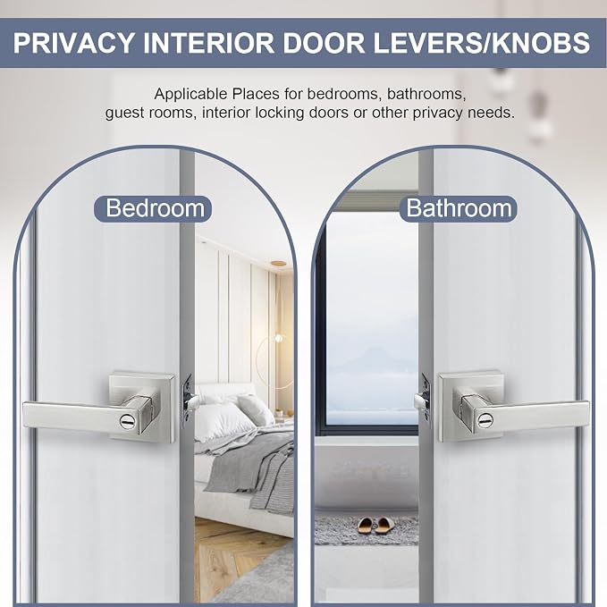 Privacy Interior Door Handle, 6 Pack Heavy Duty Door Lever - Image 4