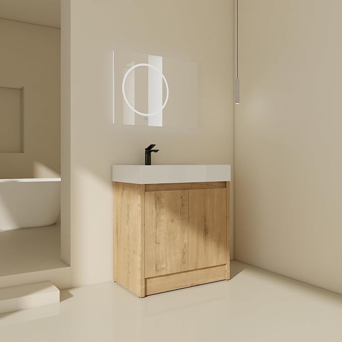 30 inch Bathroom Vanity with Sink, Single Resin Sink Freestanding Bathroom - Image 7
