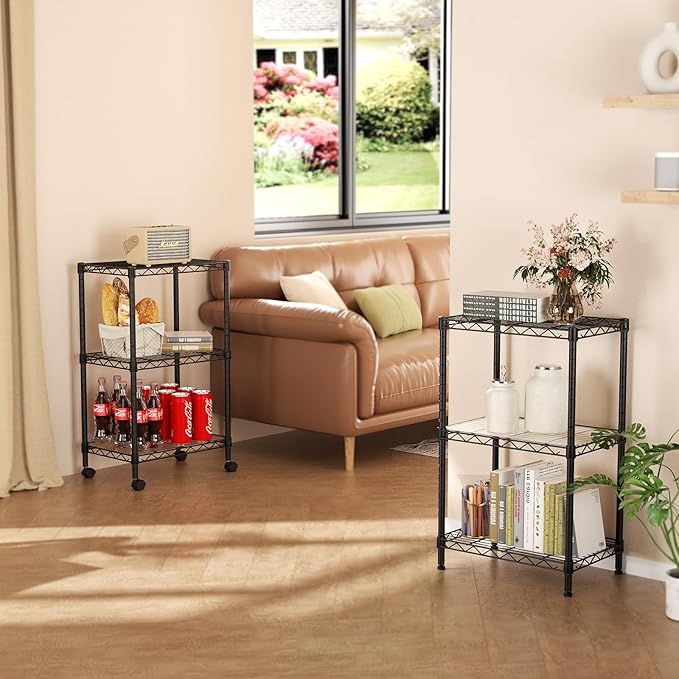 SINGAYE 3 Small Shelves Storage Shelf Wire Shelving Unit Metal Shelf Adjustable - Image 6