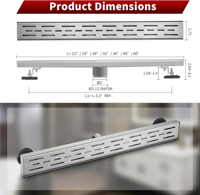 Sharp-tec Linear Shower Drain, 32 inch Shower Drain - Image 6