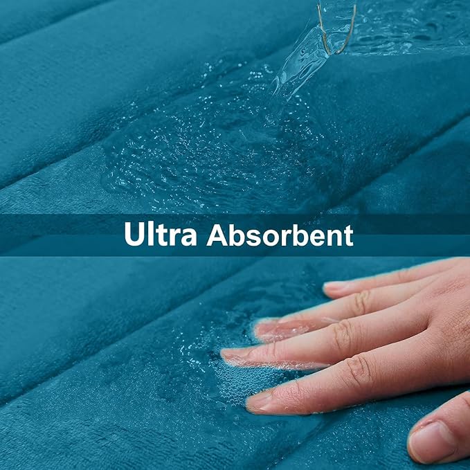 Buganda Memory Foam Bath Mat, Ultra Soft and Non-Slip Bathroom Rugs, Water - Image 5
