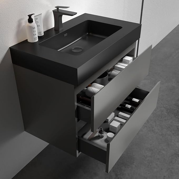 Alice 30 Inch Vanity with Sink, Large Storage Wall Mounted Floating Vanity - Image 7