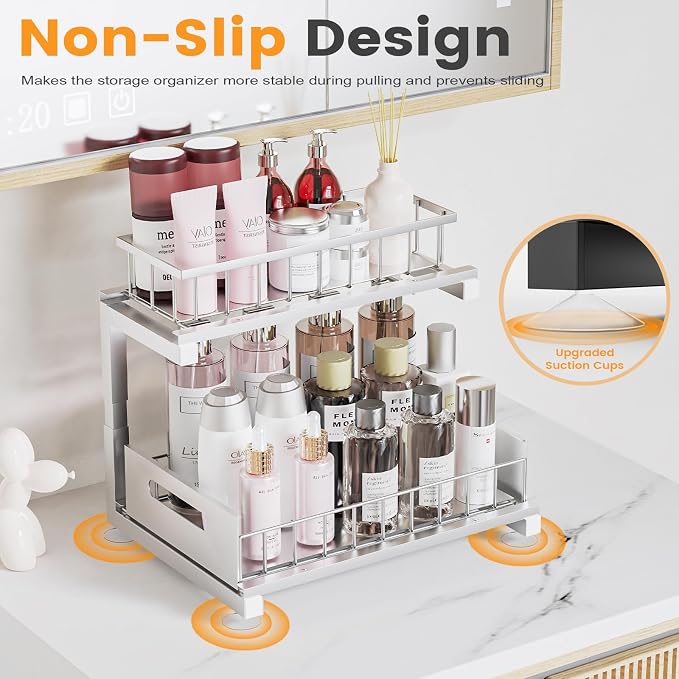 Under Sink Organizer Storage Heavy Duty Metal Slide Out Sink Shelf Organizer - Image 4