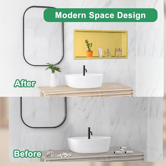 SaniteModar Shower Niche, Stainless Steel Shower Niche 12" X 24" No Tile Needed - Image 5