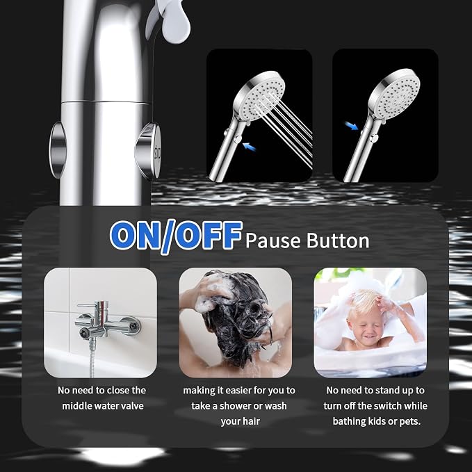 FASDUNT Shower Head with Handheld, High Pressure Handheld Shower Head with 80" - Image 5