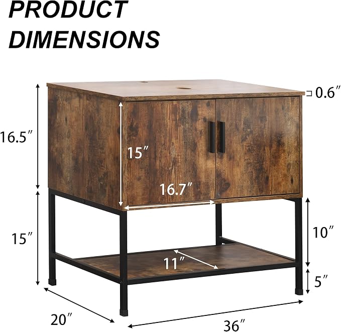 UEV Rustic Brown 36 Inch Bathroom Vanity - Image 2