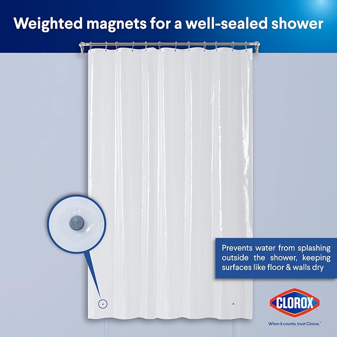CLOROX Shower Curtain Liner, Premium Medium-Weight Durable Waterproof 6g PEVA - Image 8