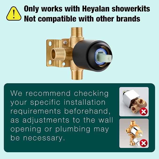 Heyalan Bathtub Shower Faucet Set, 6 Inch Square Trim Kit - Image 2