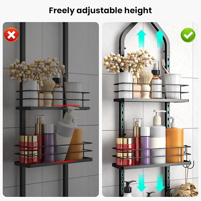 Shower Caddy Hanging, Adjustable Anti-Swing-Over The Shower Head Caddy - Image 5