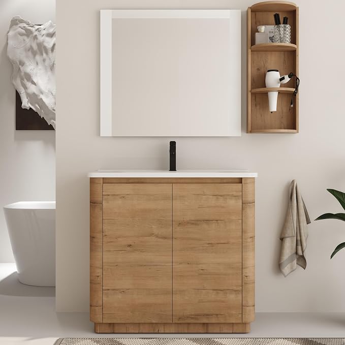 36 Inch Bathroom Vanity with Sink, Wooden Bathroom Cabinet with Soft Close Doors by BeyondYourImagination