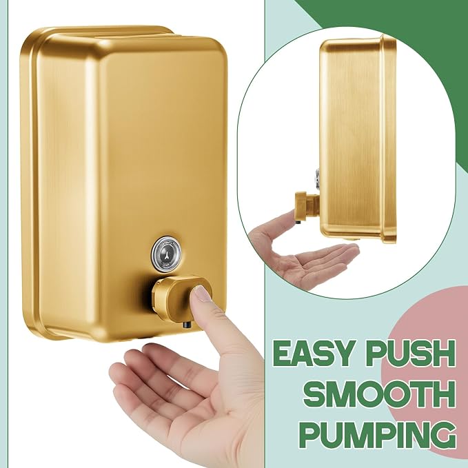 Maxdot 2 Pcs 37 oz/1100 ml Commercial Stainless Steel Soap Dispenser Wall Mount - Image 4