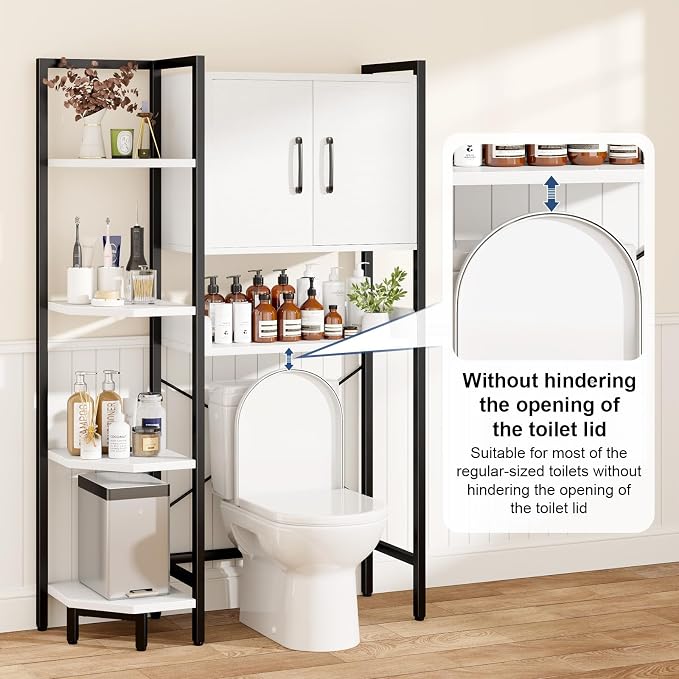 K2 Heavy Duty 7-Tier Over The Toilet Storage Cabinet（With Magnetic Doors & - Image 7
