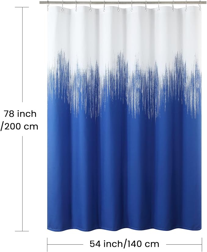 Long Stall Fabric Shower Curtain, Royal Blue Cloth Shower Curtains - Image 6