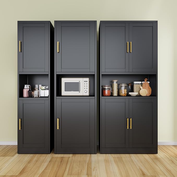 Tall Narrow Storage Cabinet 66.93" H Tall Bathroom Cabinet Metal Pantry Cabinets - Image 7
