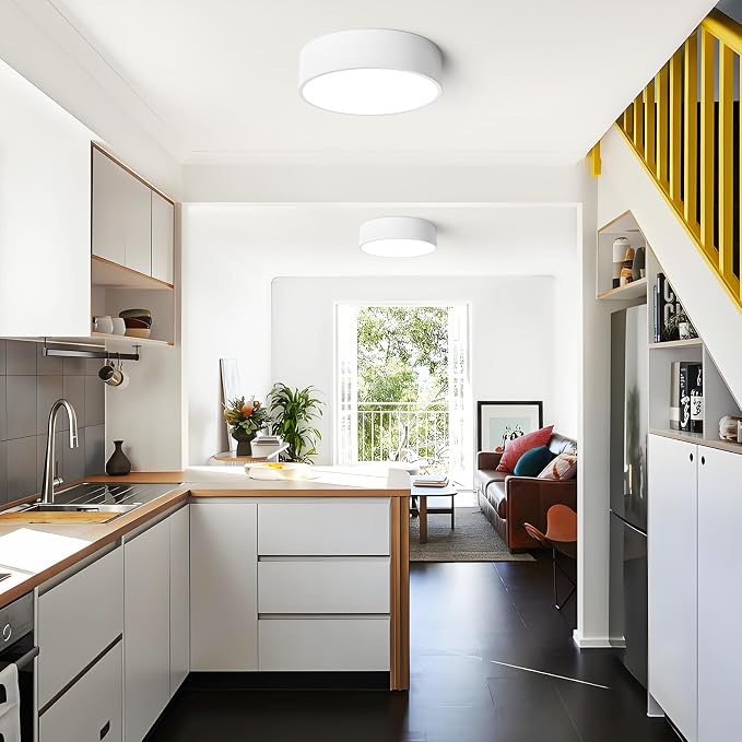 Dimmable LED White Flush Mount Ceiling Light Fixture, Modern Round Hallway - Image 2
