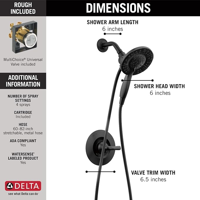 Delta Arvo 14 Series Matte Black Shower Faucet Set - Image 3