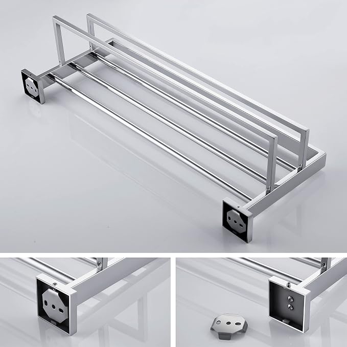 KOKOSIRI Bathroom Towel Shelf 20-Inch Chrome Towel Rack - Image 7