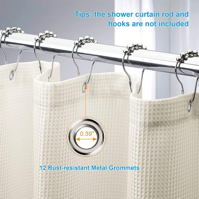 AmazerBath Waffle Shower Curtain, Heavy Duty Fabric Shower Curtain - Image 6