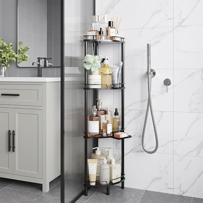 ELYKEN Corner Shower Caddy Standing, 4 Tier Rustproof Metal Shower Organizer - Image 9