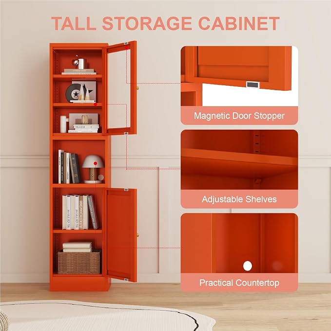 Metal Bathroom Storage Cabinet, Slim Metal Locker - Image 6