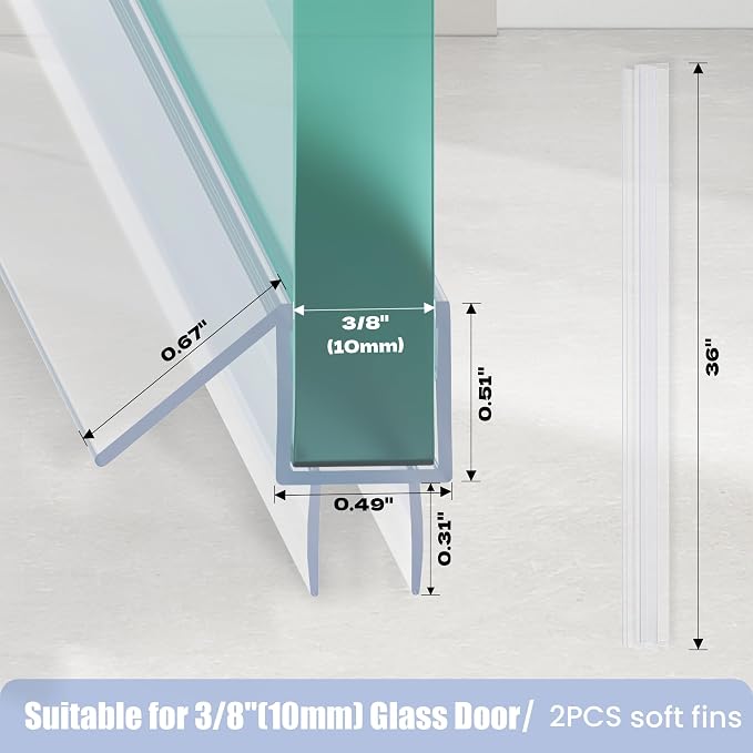 2-Pack Shower Door Bottom Seal, Ultra Clear Glass Shower Door Seal Strip - Image 5