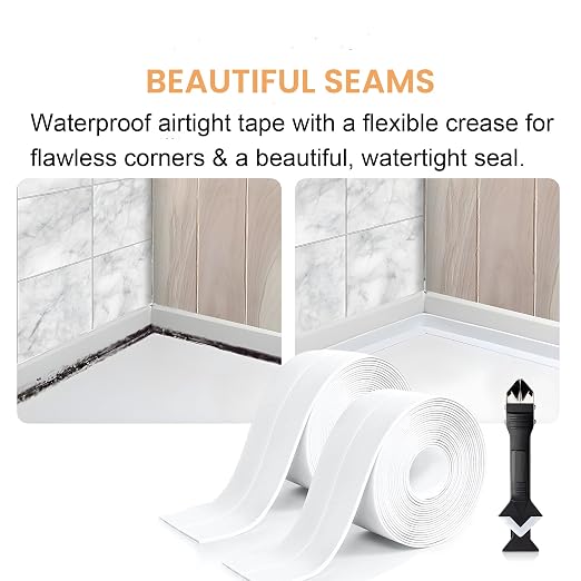 White Caulk Tape Waterproof Self Adhesive, Caulking Tape, Sealer Strip - Image 8
