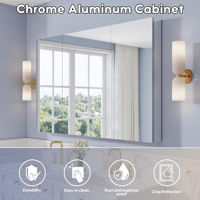 WELLFOR 56" x 36" Bathroom Medicine Cabinet - Image 3