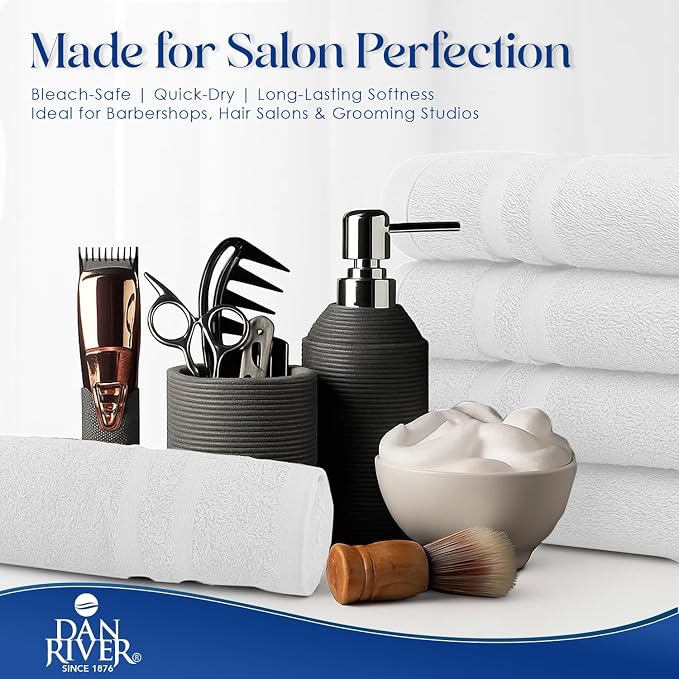 DAN RIVER 100% Cotton Salon Towels Set – 16x26 inches, Highly Absorbent and - Image 2