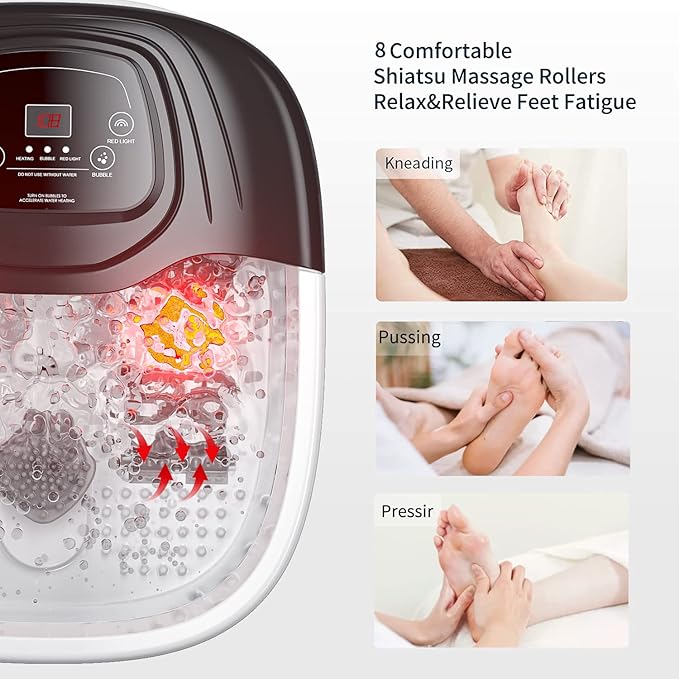 Foot Spa Bath Massager with Heat, Epsom Salt, Vibration and Red Light, Tub - Image 3