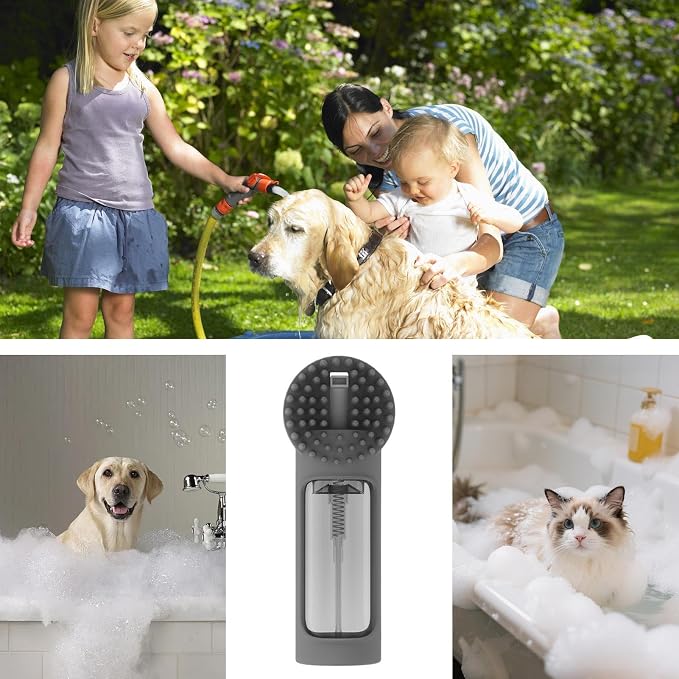 Dog Bath, Silicone Pet Scrubber, Soft Massage Brush, Shampoo Dispenser Tool - Image 4