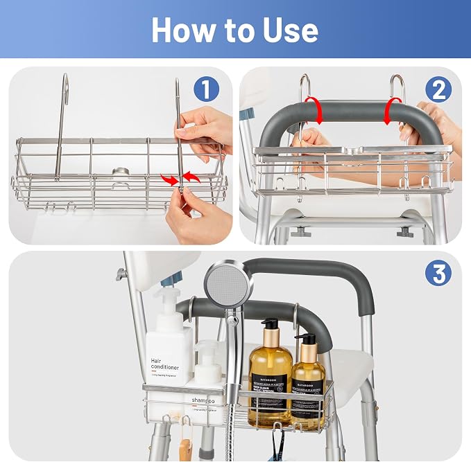 YUOROS Shower Caddy Hanging, 304 Stainless Steel Shower Organizer Rack - Image 8