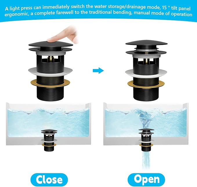 【Limited-time Promotion】 Pop Up Freestanding Tub Drain Plug, 2025 Upgraded - Image 3