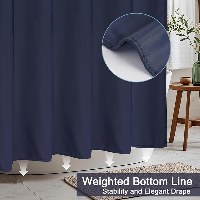 AooHome 72 Width x 96 Height inch Fabric Shower Liner, Extra Long Solid Color - Image 3