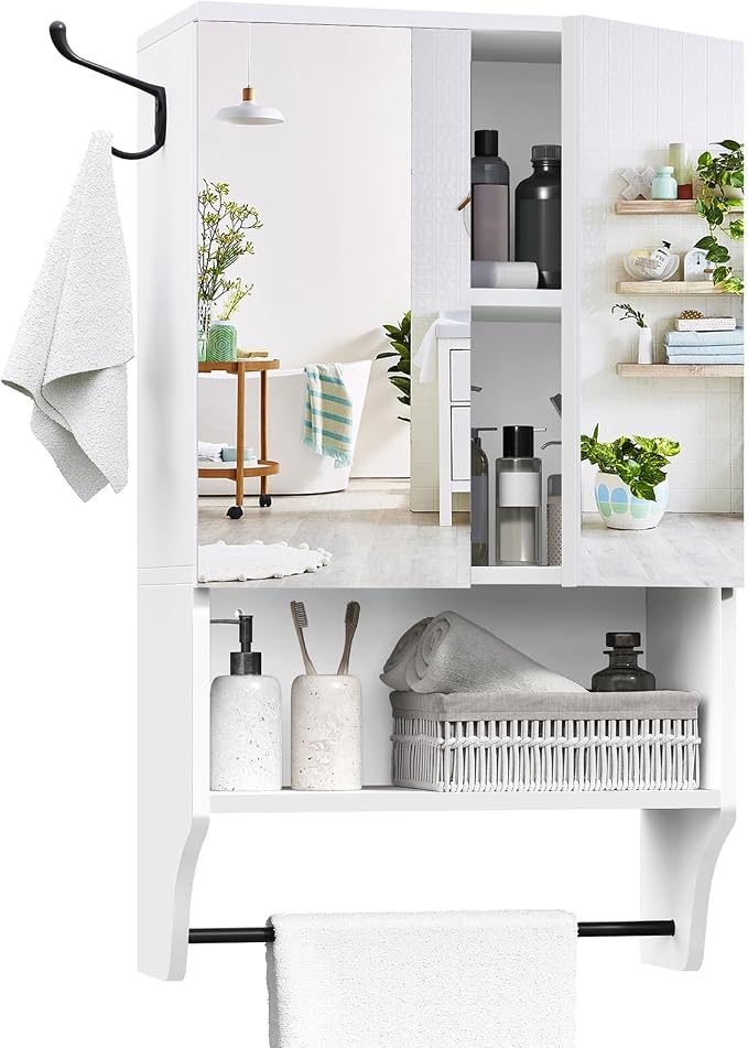 Bathroom Wall Cabinet with Mirror, Medicine Cabinet with 2 Door and Adjustable by MAHANCRIS