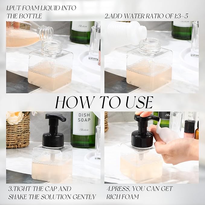 Domensi 12 Pcs Foam Pump Bottle Foaming Soap Dispenser Empty Travel Foaming - Image 6