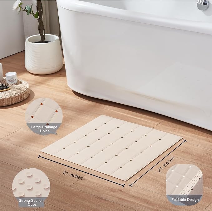 Anti Slip Shower Mat for Tub & Shower Stall, Fast-Draining, Machine Washable - Image 4
