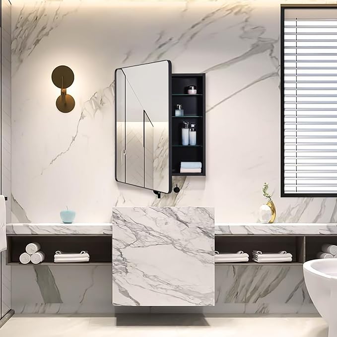 Black Bathroom Mirror Medicine Cabinet - Image 6