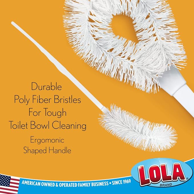 LOLA Toilet Bowl Brush w/Curved Head, 4 Pack, Coated Wire, Durable Poly Bristles - Image 4