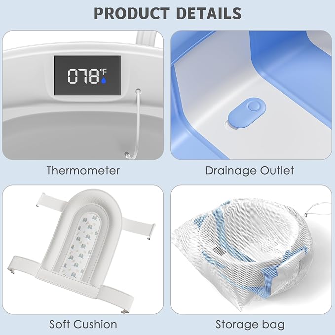 Collapsible Baby Bathtub for Newborn to Toddler 0-36 Months, Spacious Foldable - Image 4