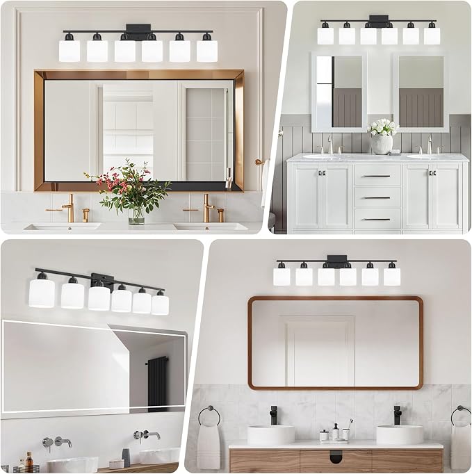 6-Light Black Vanity Lights for Bathroom, Modern Bathroom Vanity Lighting - Image 3