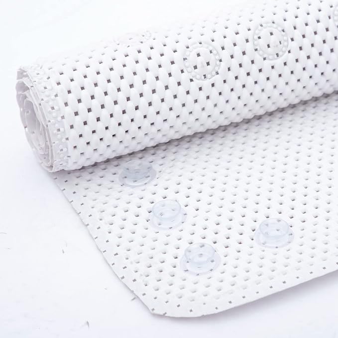 Bathtub Mat Non Slip Ivory 36” X 17” Shower Mat Soft Foam Bath Mats by DwellAid