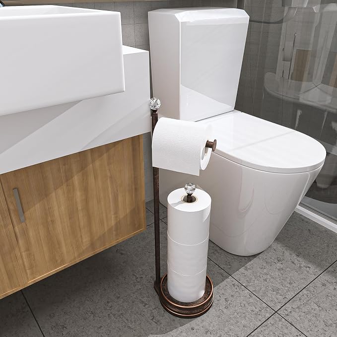 Toilet Paper Holder for Bathroom, Heavy Weighted Metal Free Standing Toilet - Image 4